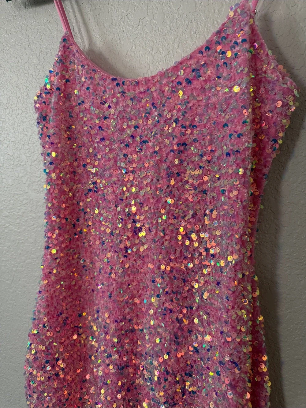 Lucy in the Sky Pink Iridescent Sequin Cami Dress